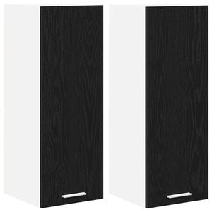 vidaXL Hangkast 2 pcs Zwarte Eik en Wit 30 x 31 x 80 cm Bewerkt hout