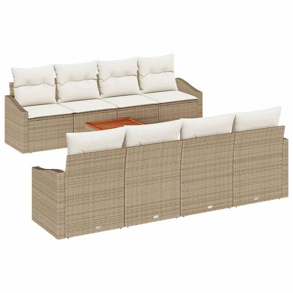 vidaXL Tuinbankenset met opslag 9 pcs Beige en Cr&egrave;me poly rattan