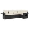 vidaXL 5-delige Loungeset met kussens poly rattan zwart