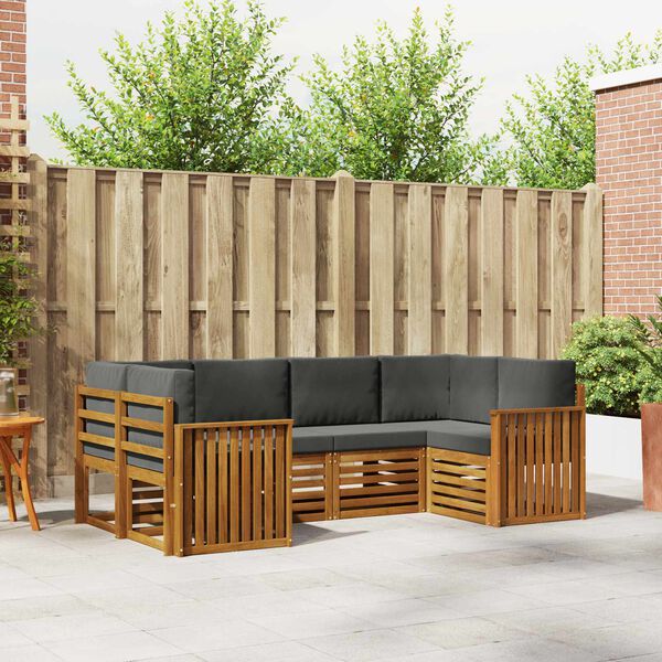 vidaXL Sofa-Sets 20 pcs Natuurlijk en Antraciet Massief Acaciahout