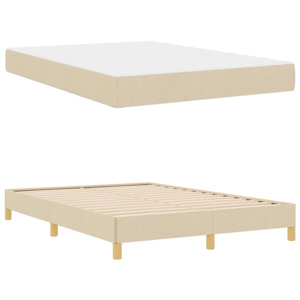 vidaXL Boxspringbed met matras Cr&egrave;me 140 x 200 cm Stof