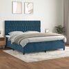 vidaXL Boxspring met matras fluweel donkerblauw 200x200 cm