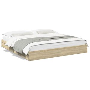 vidaXL Bedframe met lades bewerkt hout sonoma eikenkleurig 200x200 cm