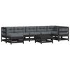 vidaXL 8-delige Loungeset met kussens massief hout zwart