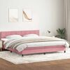 vidaXL Boxspring met matras en LED fluweel roze 180x210 cm