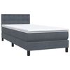 vidaXL Boxspring met matras fluweel donkergrijs 90x210 cm