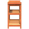 vidaXL Oppottafel met schappen 108x45x86,5 cm grenenhout bruin