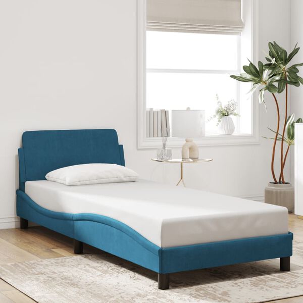 vidaXL Bedframe met hoofdeinde "Dover" fluweel blauw 80x200 cm