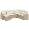 vidaXL 7-delige Loungeset met kussens poly rattan beige