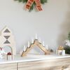 vidaXL Kerst Kaars Brug Bruin 39.5 x 5 x 29 cm Massief grenenhout