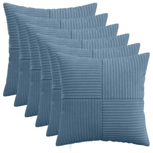 vidaXL Kussensloop 6 pcs ALMELO Blauw 30 x 30 cm corduroy