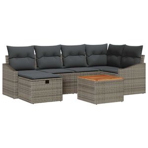 vidaXL Tuinbankenset 7 st Grijs Poly riet
