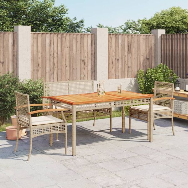 vidaXL 3-delige Tuinset met kussens poly rattan beige