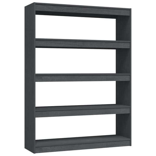 vidaXL Boekenkast/kamerscherm 100x30x135,5 cm massief grenenhout grijs