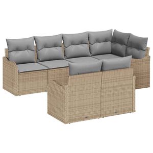 vidaXL Tuin Sofa Set met opslag 7 pcs Beige Poly riet