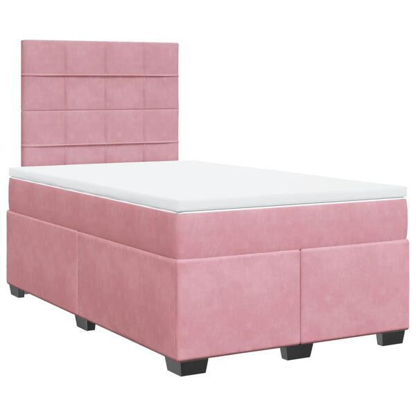 vidaXL Boxspring met matras fluweel roze 120x200 cm