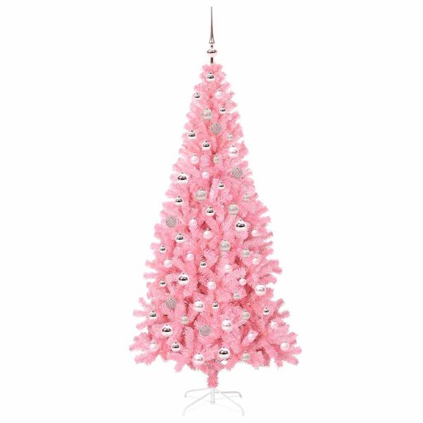 vidaXL Kerstboom met 300 LED met standaard Roze 210 cm PVC