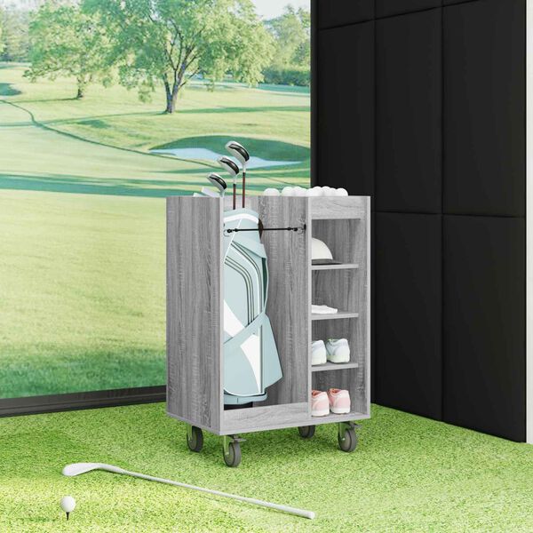 vidaXL Golfkast met wiel Effen Grijs Sonoma 65 x 45 x 98 cm