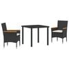 vidaXL Tuin eettafelset met kussen 5 pcs Beige poly rattan