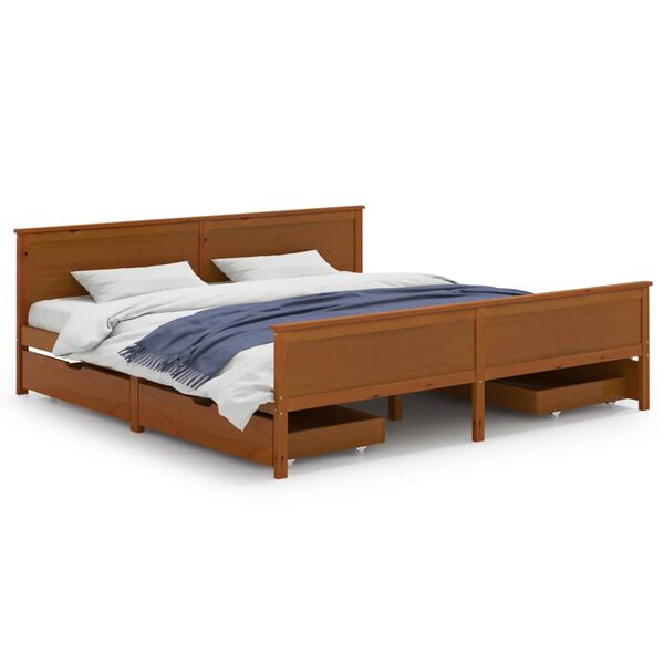 vidaXL Bedframe met 4 lades massief grenenhout honingbruin 180x200 cm