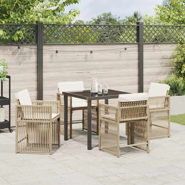 vidaXL Tuin eettafelset 5 pcs Beige poly rattan
