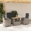 vidaXL 4-delige Tuinset met kussens poly rattan grijs
