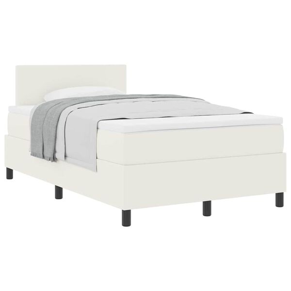 vidaXL Boxspring bed Cr&egrave;me en Wit 193 x 120 x 88 cm Katoenen stof