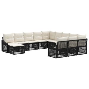 vidaXL Tuinbankenset 12 st Zwart poly rattan