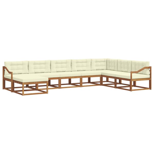 vidaXL Buiten bankenset met kussen 8 pcs Natuurlijk en Cr&egrave;me