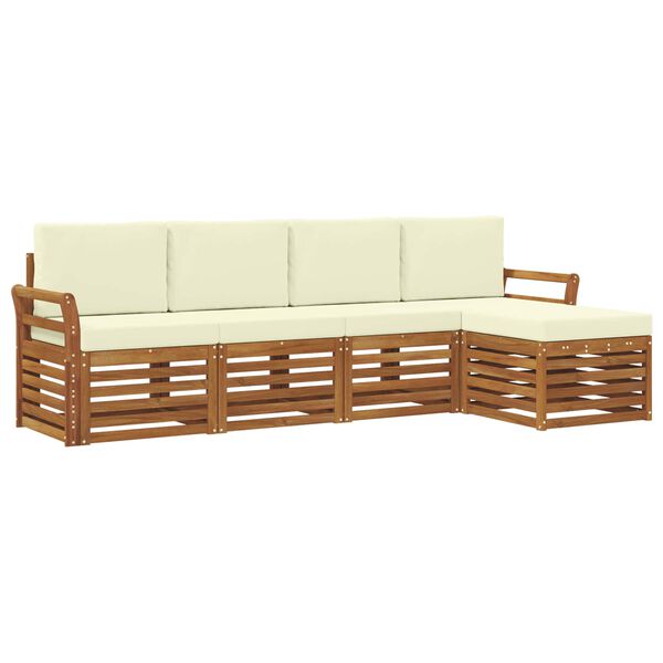 vidaXL Sofa-Sets 5 pcs Natuurlijk en Cr&egrave;me Massief Acaciahout
