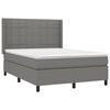 vidaXL Boxspring met matras en LED stof donkergrijs 140x200 cm