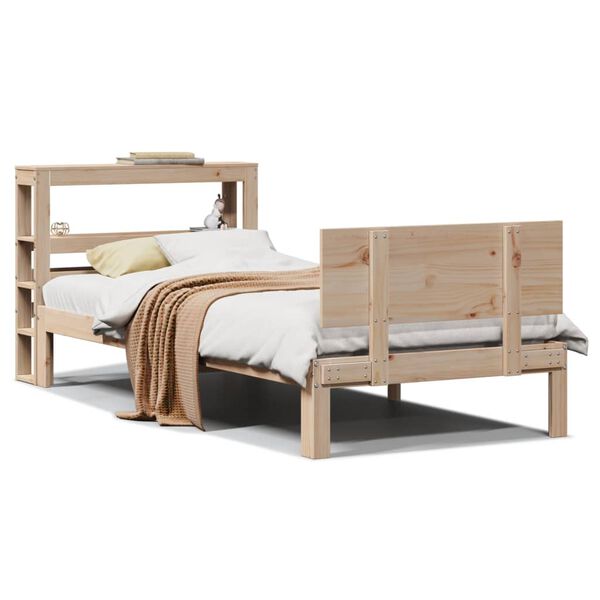 vidaXL Bedframe met hoofdbord massief grenenhout 90x200 cm