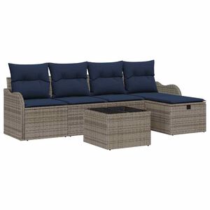 vidaXL Tuin Sofa Set 6 st 4-Aantal zitplaatsen Grijs en Marineblauw