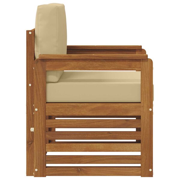 vidaXL Buiten bankenset Massief Acaciahout en Polyester Naturel