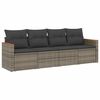 vidaXL 4-delige Loungeset met kussens poly rattan grijs