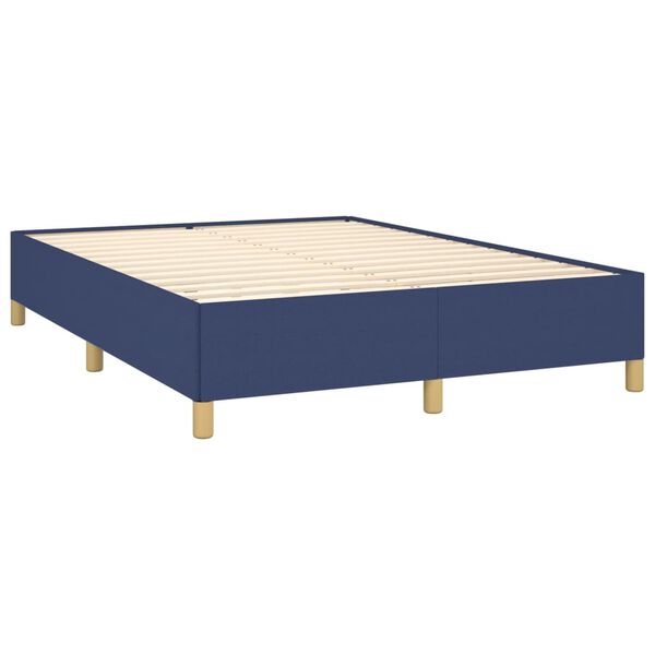 vidaXL Boxspring met matras stof blauw 140x200 cm