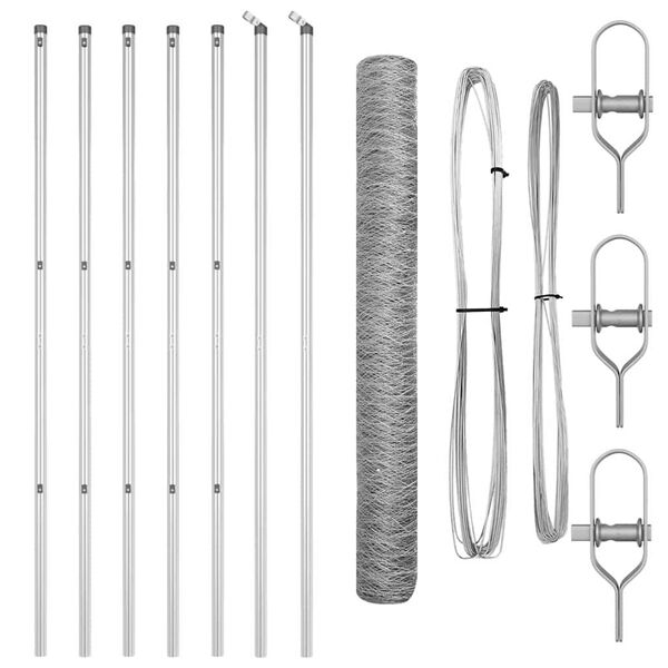 vidaXL Afrasteringspaal Zilver 10 x 1 m (50 mm gaas) Staal