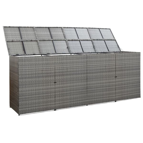vidaXL Containerberging vierdubbel 305x78x120 cm poly rattan antraciet