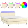vidaXL Boxspring met matras en LED kunstleer cr&egrave;mekleurig 140x190 cm