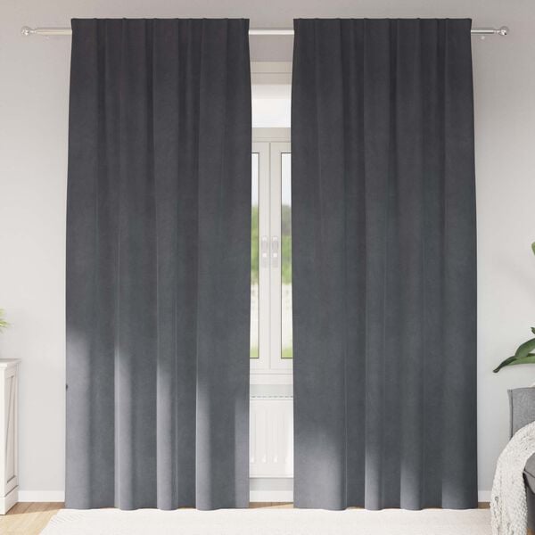 vidaXL Verduisterende gordijnen 2 pcs Lichtgrijs 140 x 225 cm Fluweel