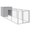 vidaXL Hondenhok met ren 110x405x110 cm staal lichtgrijs
