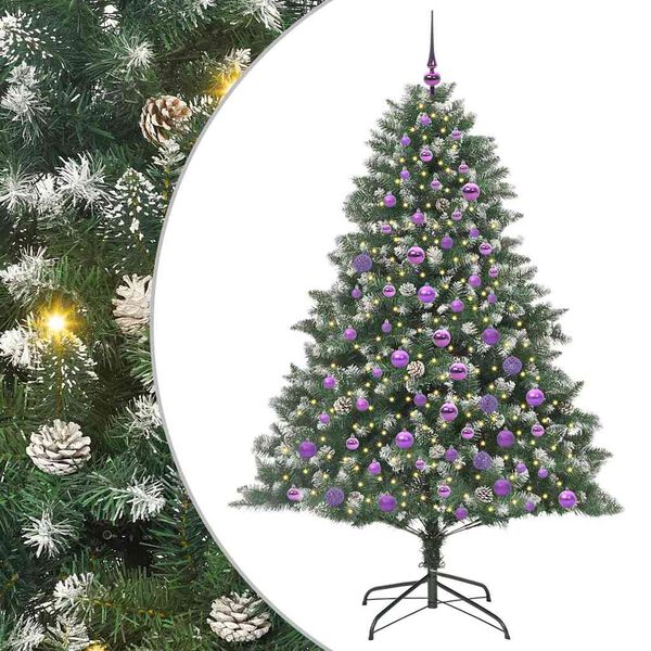 vidaXL Kunstkerstboom met 300 LED Groen 180 cm PVC en Plastic en Staal