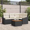 vidaXL Tuinbankenset met kussen 5 pcs Zwart poly rattan