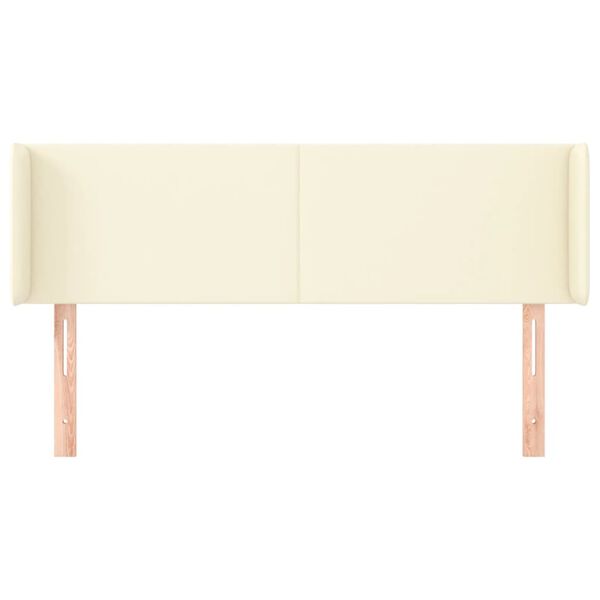 vidaXL Hoofdbord met randen 147x16x78/88 cm kunstleer cr&egrave;mekleurig