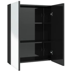 vidaXL Badkamerkast met spiegel 60x15x75 cm MDF glanzend zwart