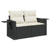 vidaXL 4-delige Loungeset met kussens poly rattan zwart