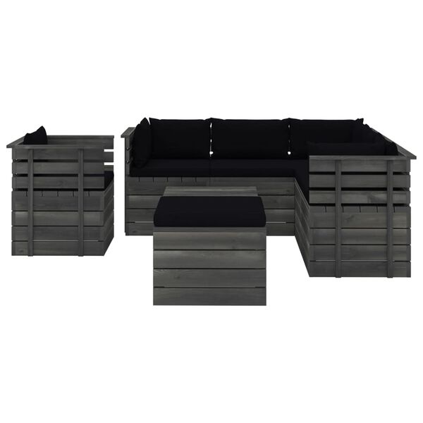 vidaXL 8-delige Loungeset met kussens pallet massief grenenhout