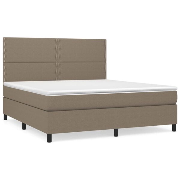 vidaXL Boxspring met matras stof taupe 180x200 cm