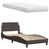 vidaXL Bed met matras "Hanko" stof donkerbruin 90x190 cm