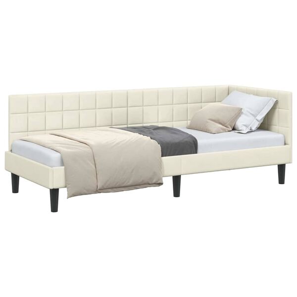 vidaXL Hoekbedframe met hoofdeinde Crème 80 cm x 200 cm Fluweel